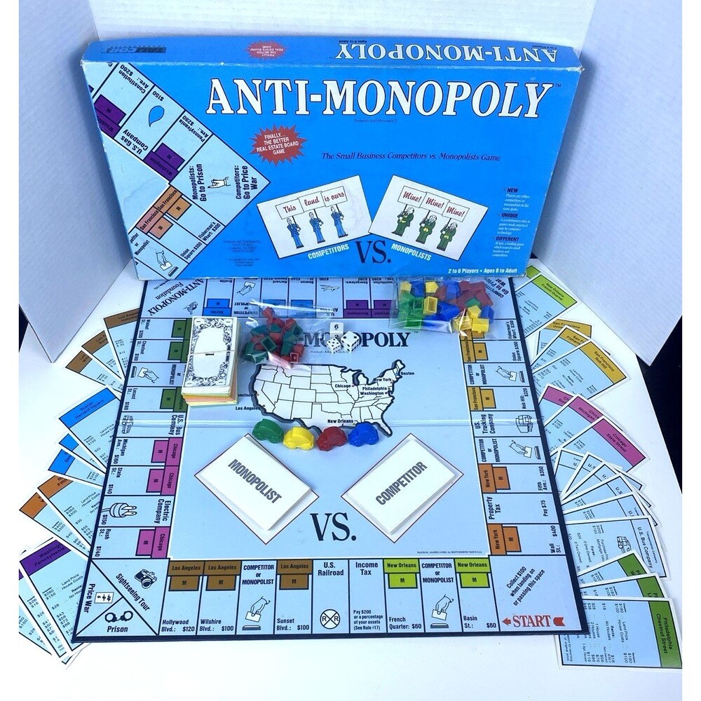 1989 Anti-Monopoly Game by Talicor Vintage Board Competitor Family - Read